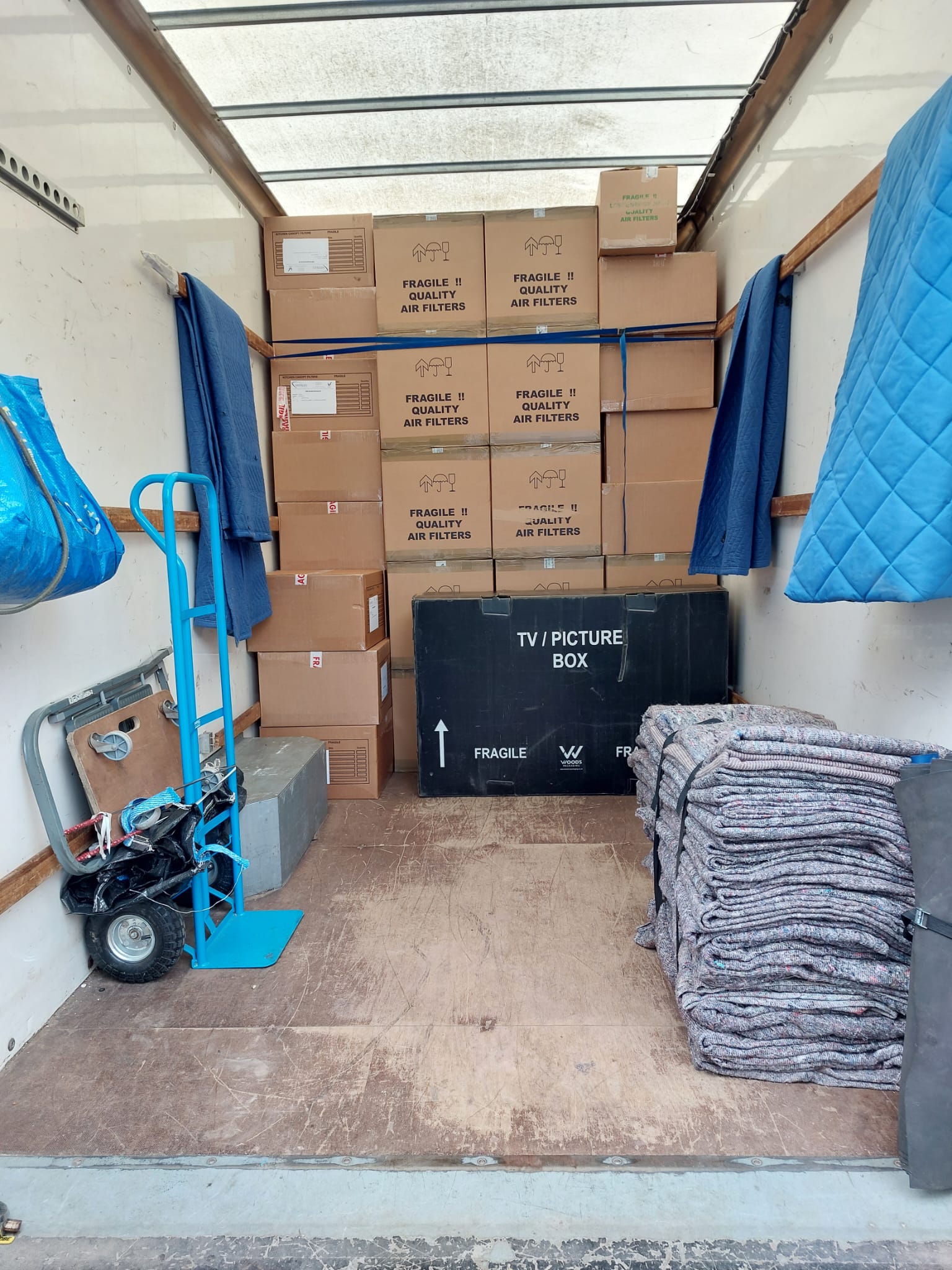 Items carefully loaded in truck
